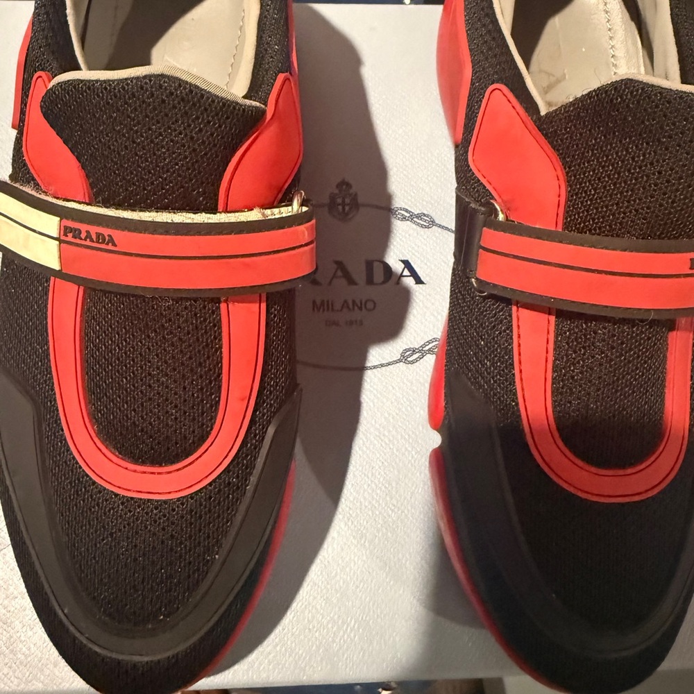 Prada women Black and Red Sneakers